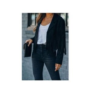 Black Fringe Leather Jacket
